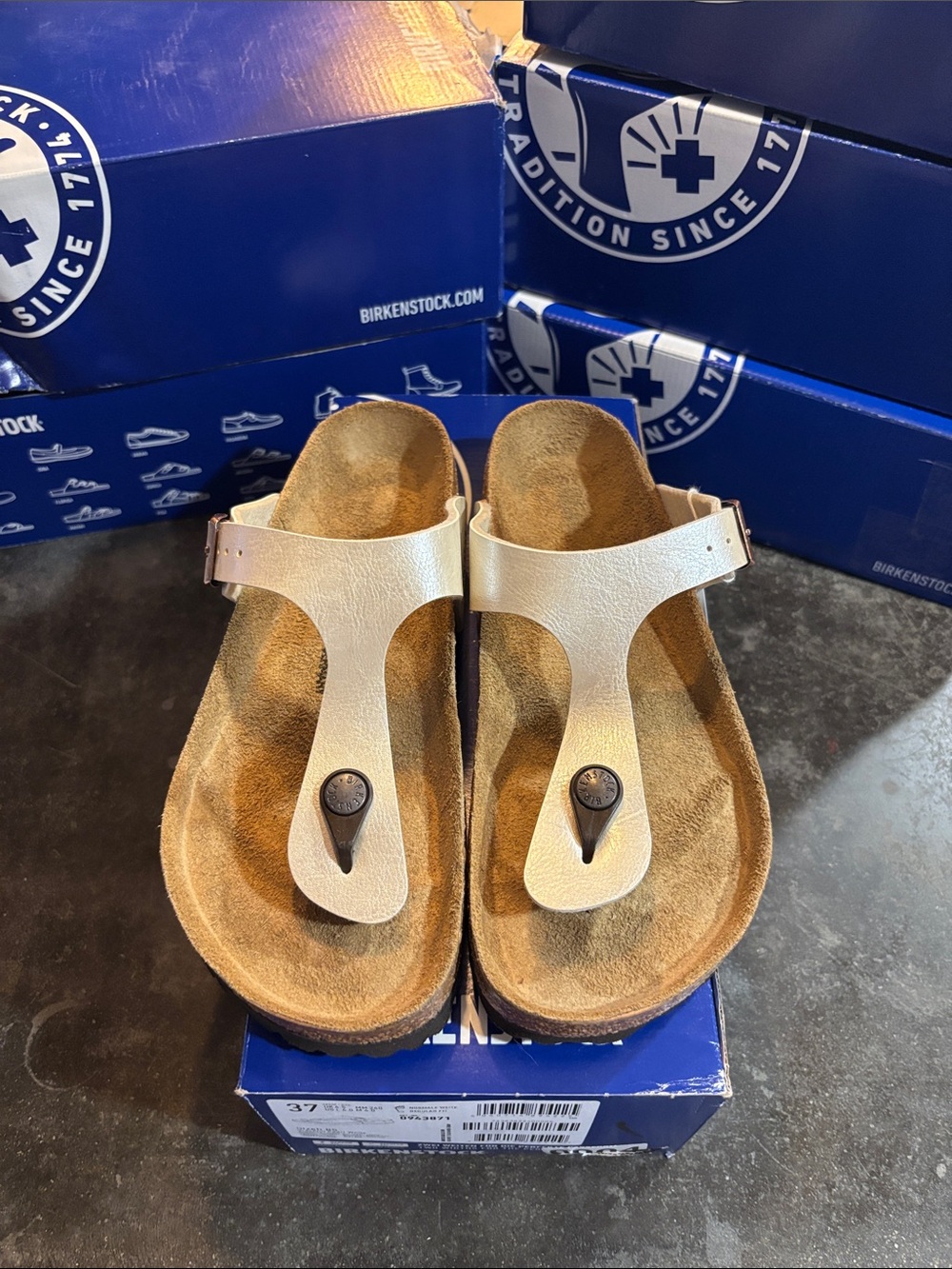 Birkenstock Arizona Rivet Border Taupe Suede Sandals Size 40 Regular